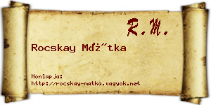 Rocskay Mátka névjegykártya